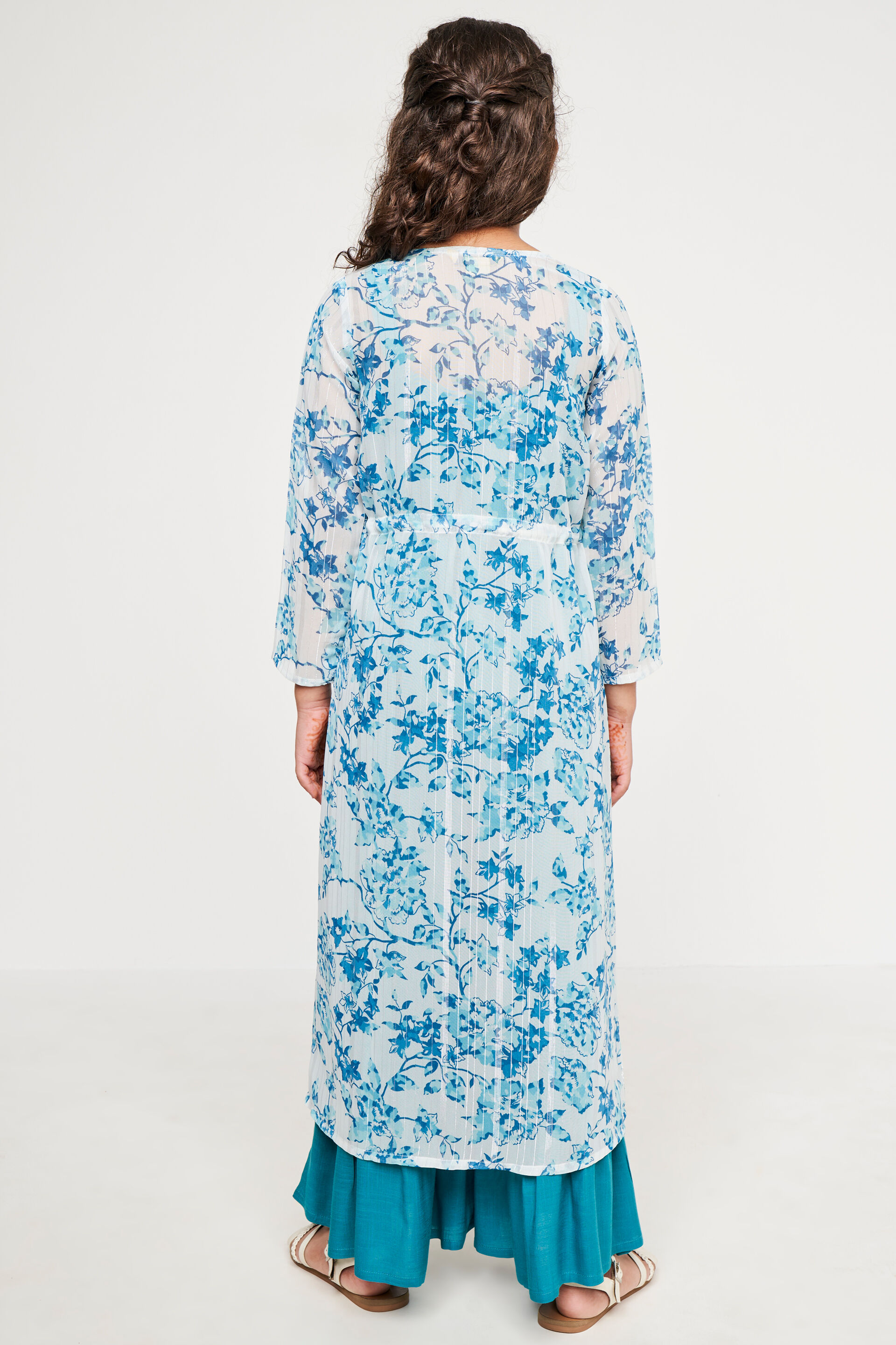 Blue Floral Flared Suit, Blue, image 5